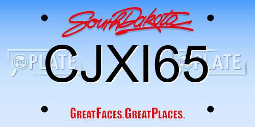 CJXI65 South Dakota License Plate