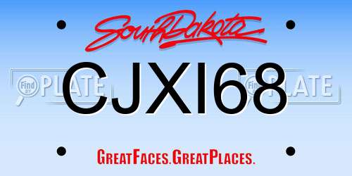 CJXI68 South Dakota License Plate