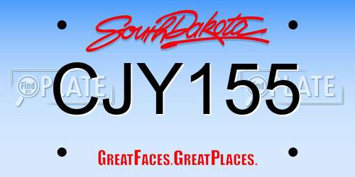CJY155 South Dakota License Plate