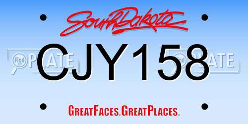 CJY158 South Dakota License Plate