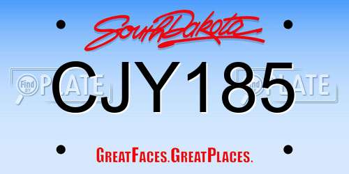 CJY185 South Dakota License Plate