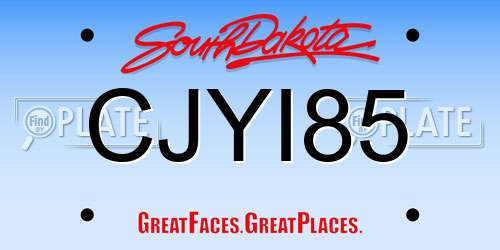 CJYI85 South Dakota License Plate
