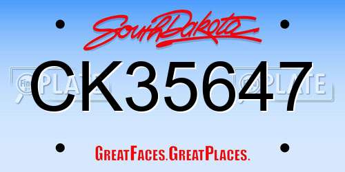 CK35647 South Dakota License Plate