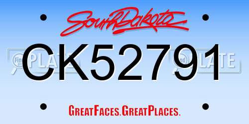CK52791 South Dakota License Plate