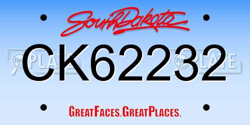 CK62232 South Dakota License Plate