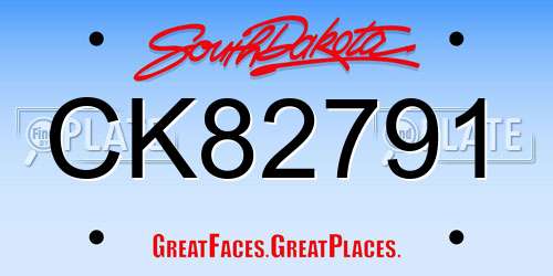 CK82791 South Dakota License Plate