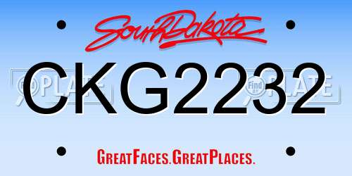 CKG2232 South Dakota License Plate
