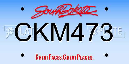 CKM473 South Dakota License Plate