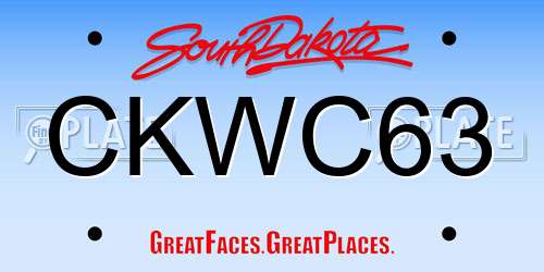 CKWC63 South Dakota License Plate