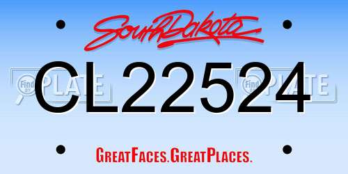 CL22524 South Dakota License Plate
