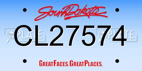CL27574 South Dakota License Plate