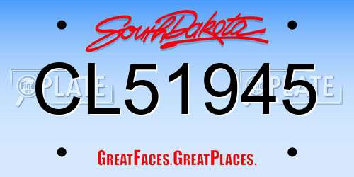 CL51945 South Dakota License Plate