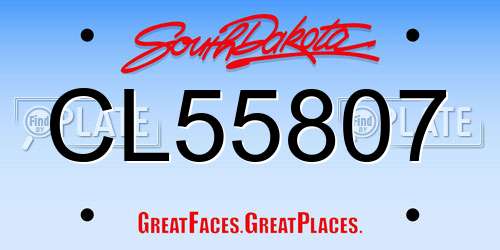 CL55807 South Dakota License Plate