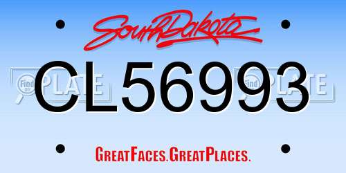 CL56993 South Dakota License Plate