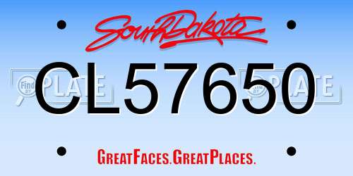 CL57650 South Dakota License Plate