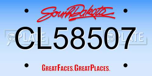 CL58507 South Dakota License Plate