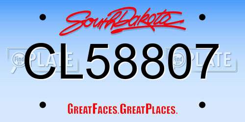 CL58807 South Dakota License Plate
