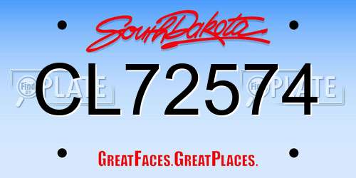 CL72574 South Dakota License Plate