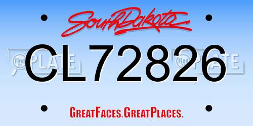 CL72826 South Dakota License Plate