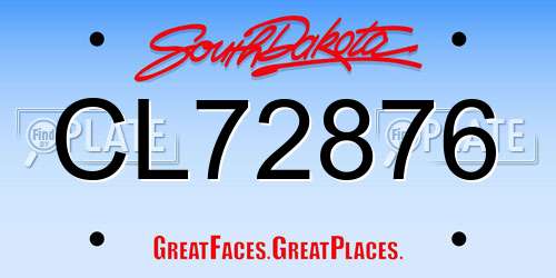 CL72876 South Dakota License Plate
