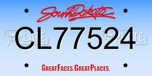 CL77524 South Dakota License Plate
