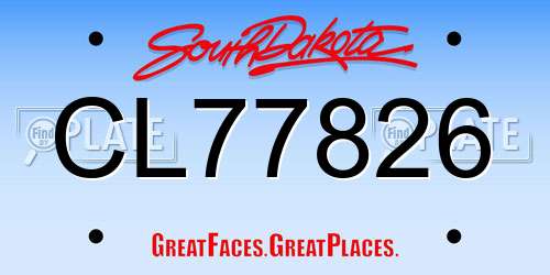 CL77826 South Dakota License Plate
