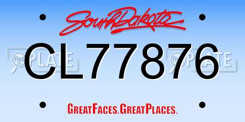 CL77876 South Dakota License Plate