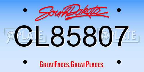 CL85807 South Dakota License Plate
