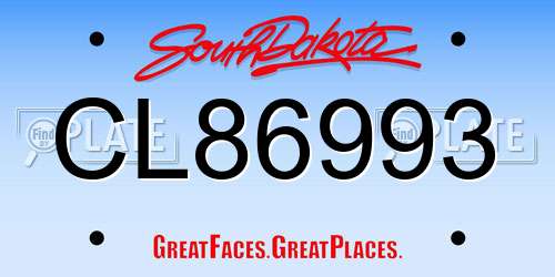 CL86993 South Dakota License Plate
