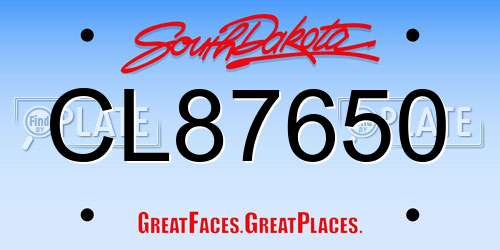 CL87650 South Dakota License Plate