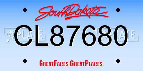 CL87680 South Dakota License Plate