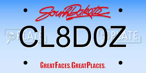 CL8D0Z South Dakota License Plate