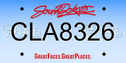CLA8326 South Dakota License Plate