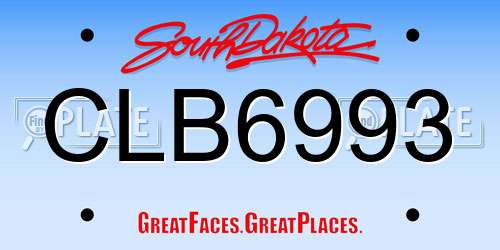 CLB6993 South Dakota License Plate