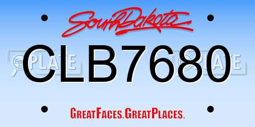 CLB7680 South Dakota License Plate