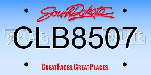 CLB8507 South Dakota License Plate