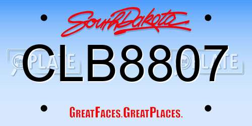 CLB8807 South Dakota License Plate