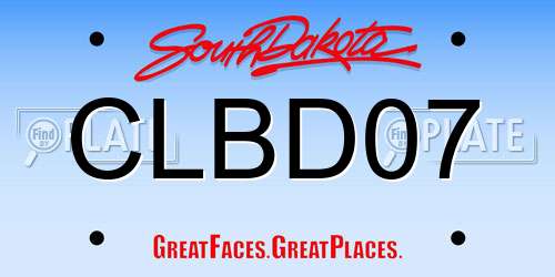 CLBD07 South Dakota License Plate