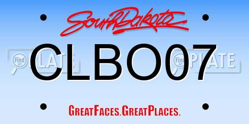 CLBO07 South Dakota License Plate