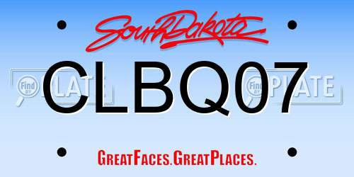 CLBQ07 South Dakota License Plate