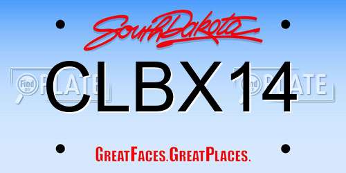 CLBX14 South Dakota License Plate