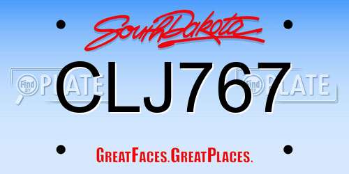 CLJ767 South Dakota License Plate