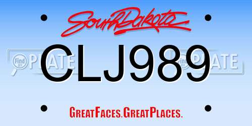 CLJ989 South Dakota License Plate