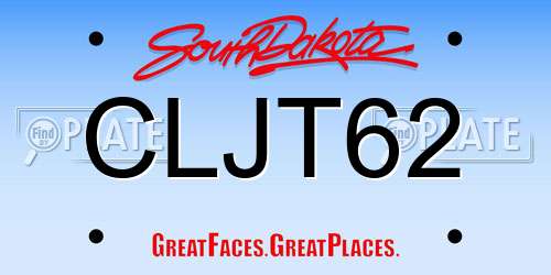 CLJT62 South Dakota License Plate