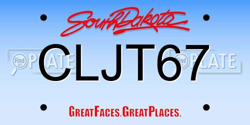 CLJT67 South Dakota License Plate