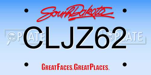 CLJZ62 South Dakota License Plate