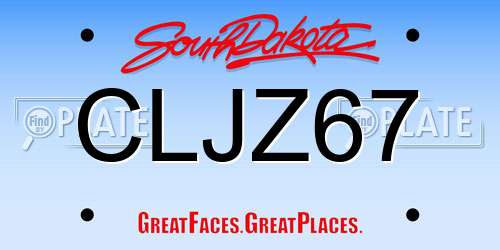 CLJZ67 South Dakota License Plate