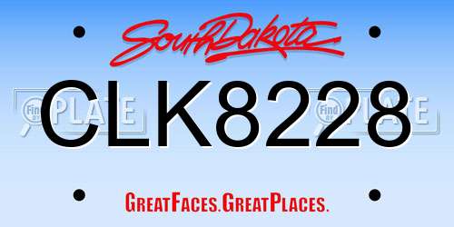 CLK8228 South Dakota License Plate