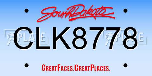 CLK8778 South Dakota License Plate