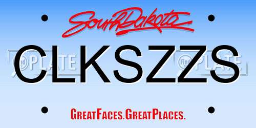 CLKSZZS South Dakota License Plate